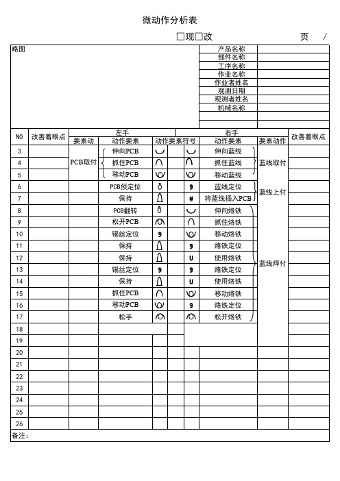 D动作分析用表1