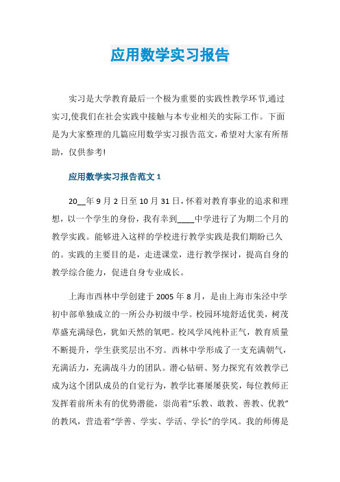 应用数学实习报告