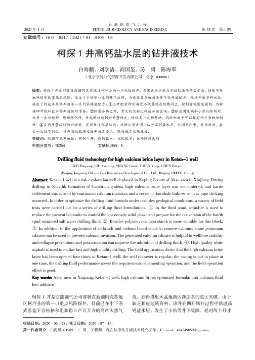 柯探1井高钙盐水层的钻井液技术