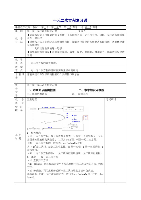 苏科初中数学九年级上册《1.0第1章 一元二次方程》教案 (4).doc