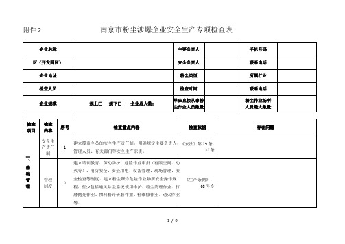 粉尘涉爆企业安全生产专家会诊检查表