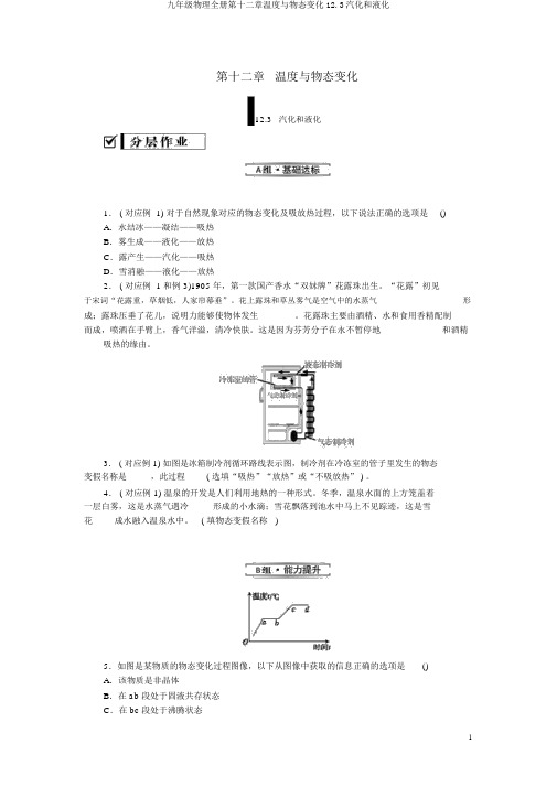 九年级物理全册第十二章温度与物态变化12.3汽化和液化