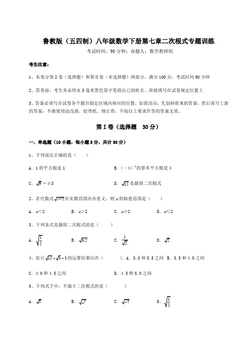 2021-2022学年鲁教版(五四制)八年级数学下册第七章二次根式专题训练试题(含解析)