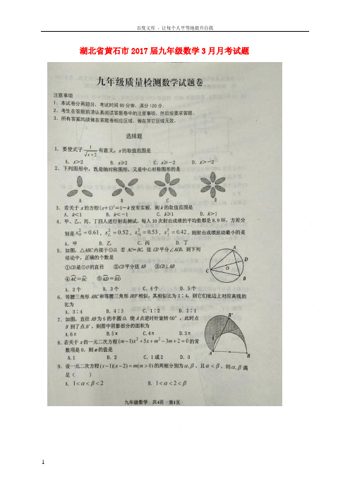 九年级数学3月月考试题扫描版