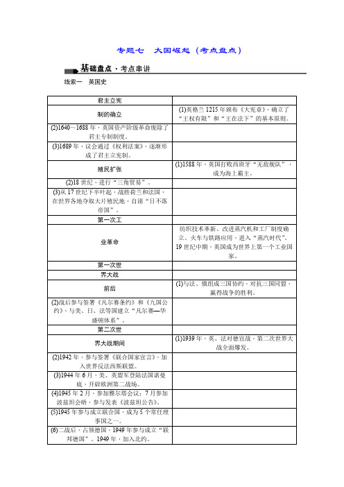 专题7大国崛起(2019中考历史11大专题知识盘点及中考真题训练7)