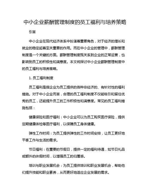 中小企业薪酬管理制度的员工福利与培养策略