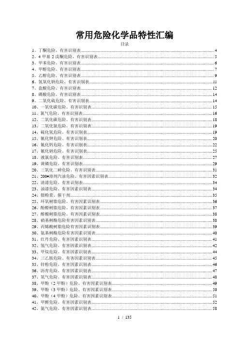 常用危险化学品特性汇编