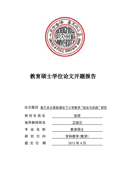开题报告---多元智能理论下小学数学“综合与实践”研究