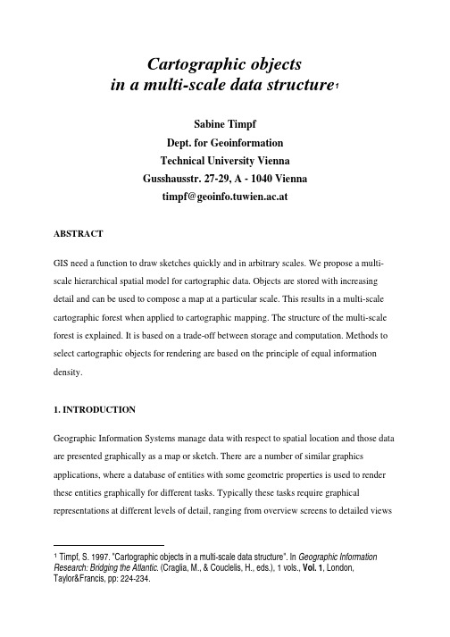 Cartographic objects in a multi-scale data structure