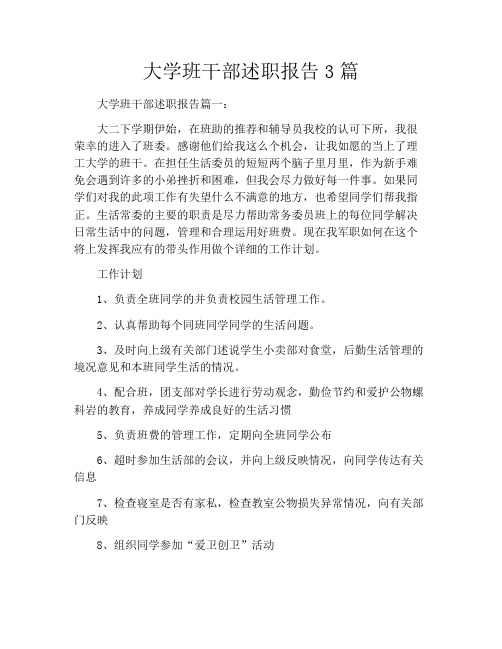 大学班干部述职报告3篇