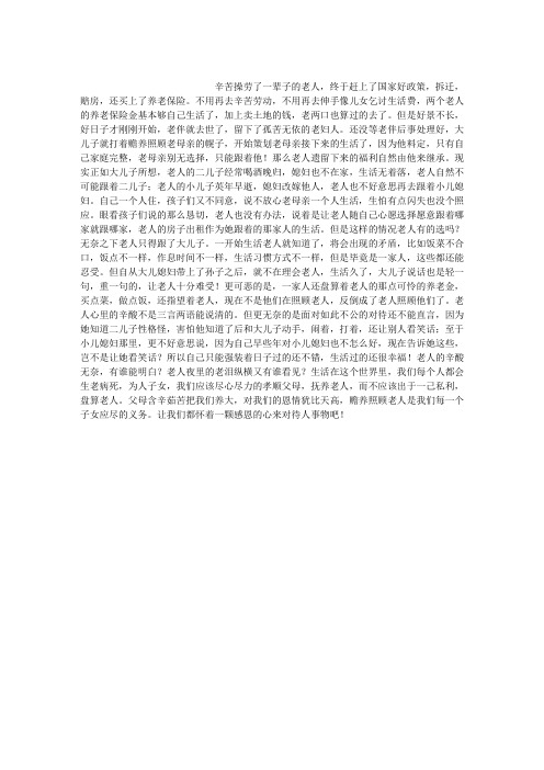 一个老妇人的辛酸