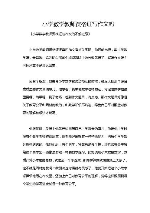 小学数学教师资格证写作文吗