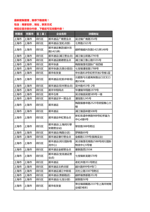 新版上海市上海市闵行区顺丰快递企业公司商家户名录单联系方式地址大全56家