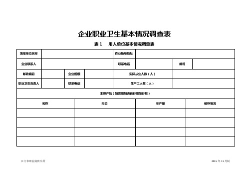 企业职业卫生基本情况调查表