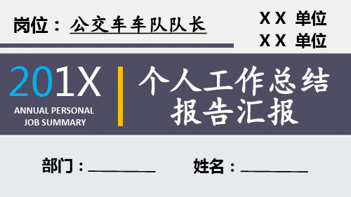 公交车车队队长岗位个人工作总结汇报报告PPT模板