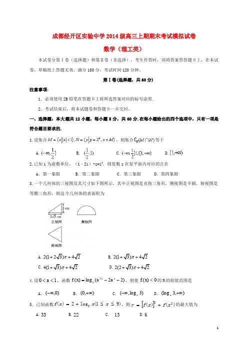 四川省成都经济技术开发区实验中学校高三数学上学期期末模拟考试试题 理