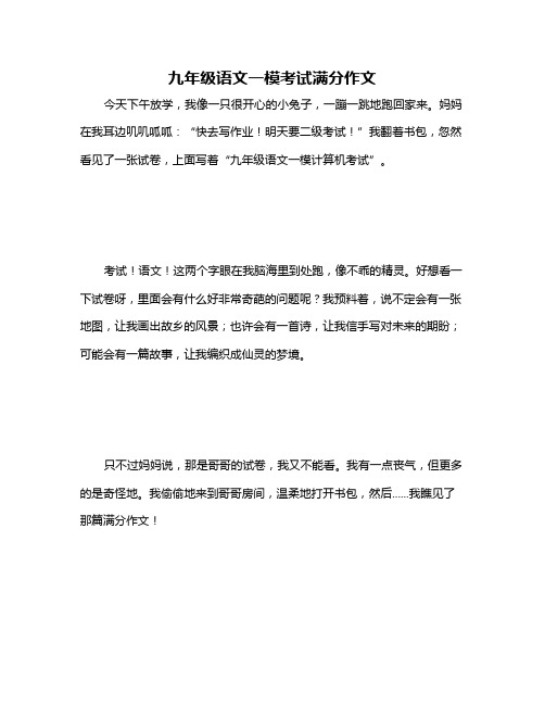 九年级语文一模考试满分作文