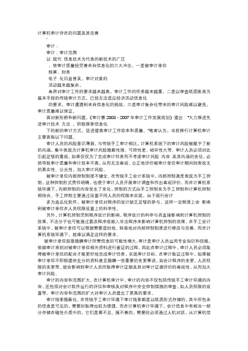 方案-计算机审计存在的问题及其完善