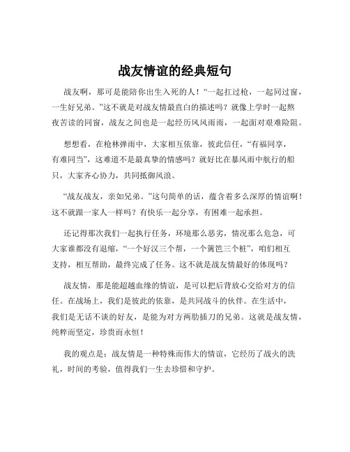 战友情谊的经典短句