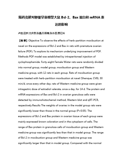 隔药灸脐对卵巢早衰模型大鼠Bcl-2、Bax蛋白和mRNA表达的影响