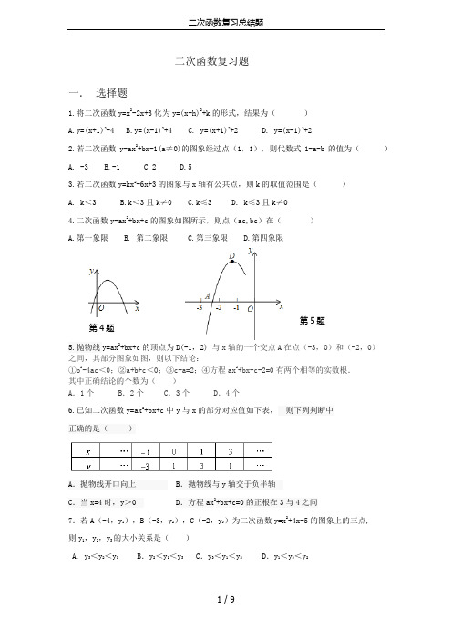 二次函数复习总结题