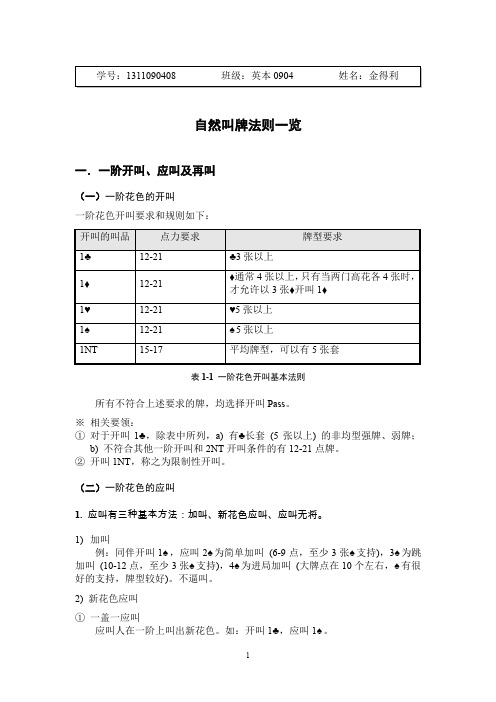 自然叫牌法则一览