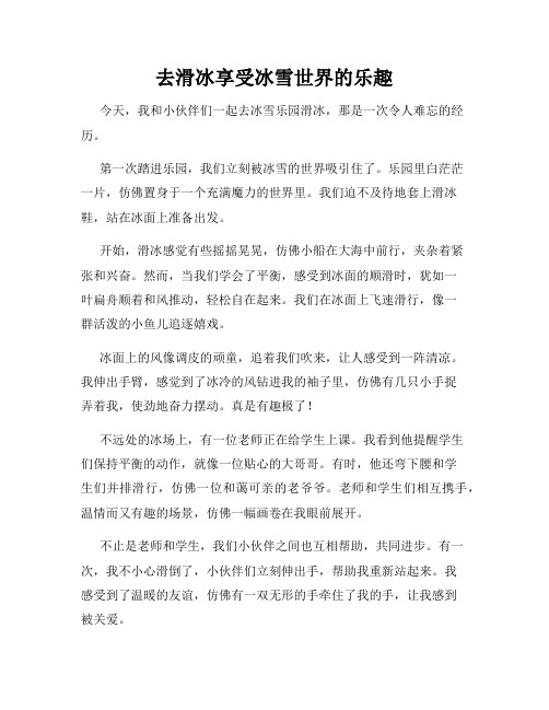 三年级作文那次玩得真高兴之去滑冰享受冰雪世界的乐趣