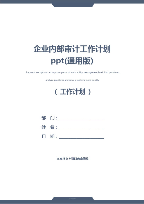 企业内部审计工作计划ppt(通用版)