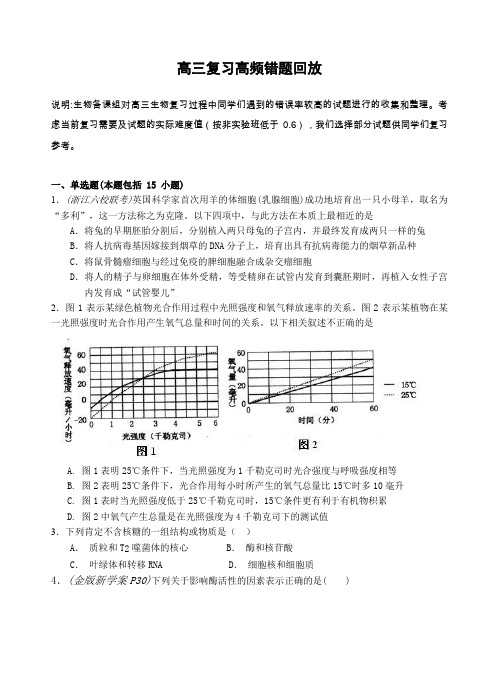 高三复习高频错题回放