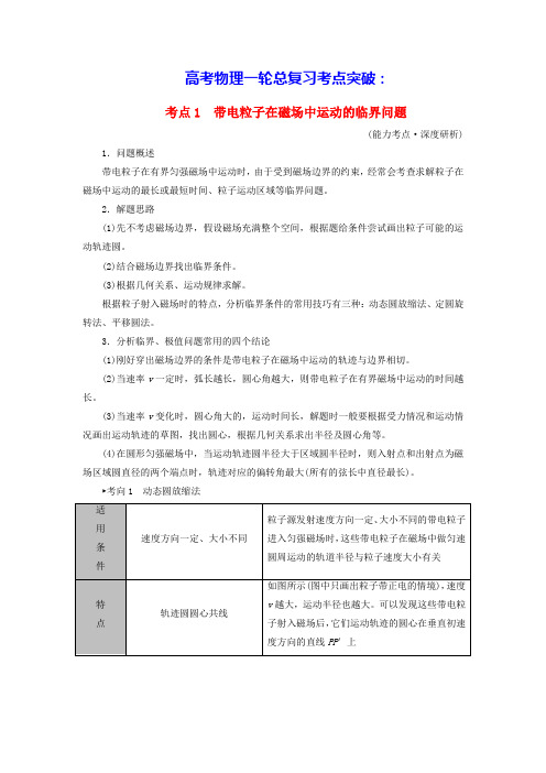 2025版高考物理一轮总复习专题强化14多解问题考点1带电粒子在磁场中运动的临界问题(含答案)