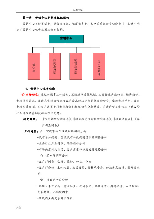 营销中心职能及组织架构