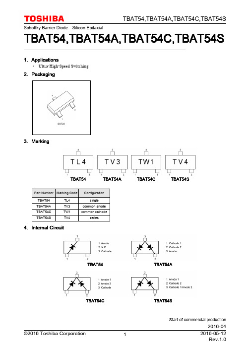 TBAT54,LM(T肖特基二极管东芝最新资料