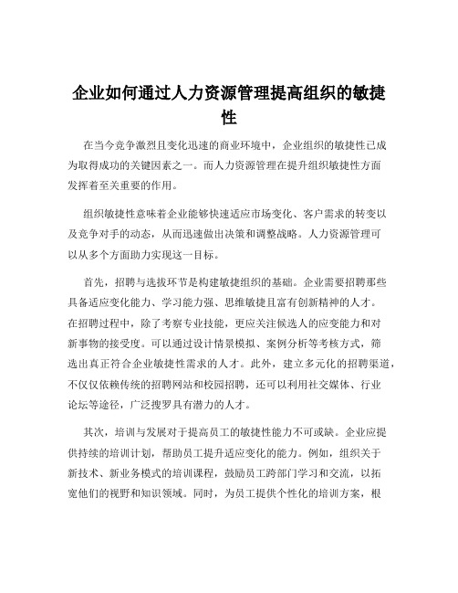 企业如何通过人力资源管理提高组织的敏捷性