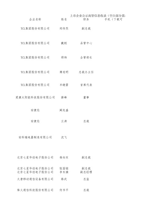 上市公司高管联席资料