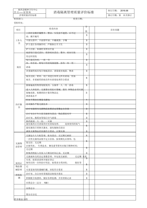 护理质控评价标准(基层医院用)汇编(精选)