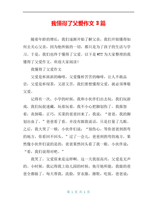 我懂得了父爱作文3篇