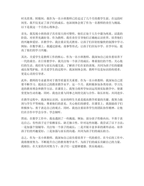 教师每月心得体会小班