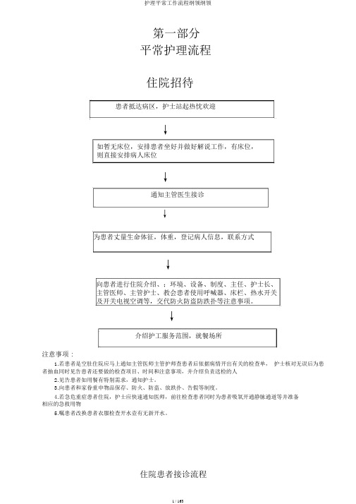 护理日常工作流程纲要大纲