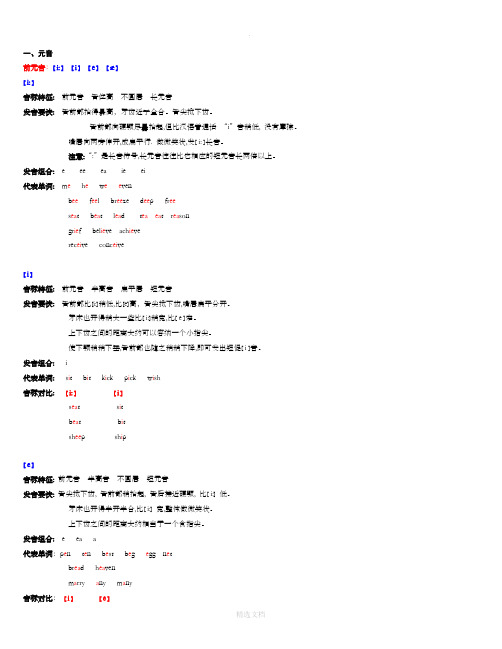 元音字母及字母组合读音