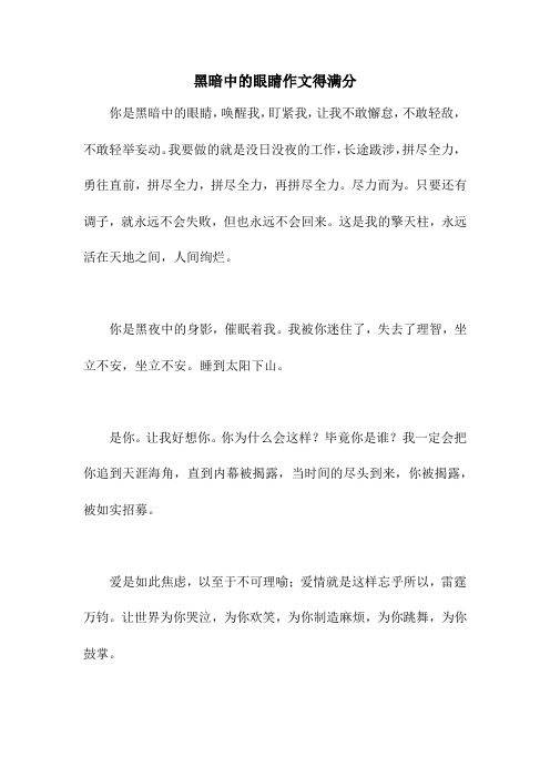 黑暗中的眼睛作文得满分