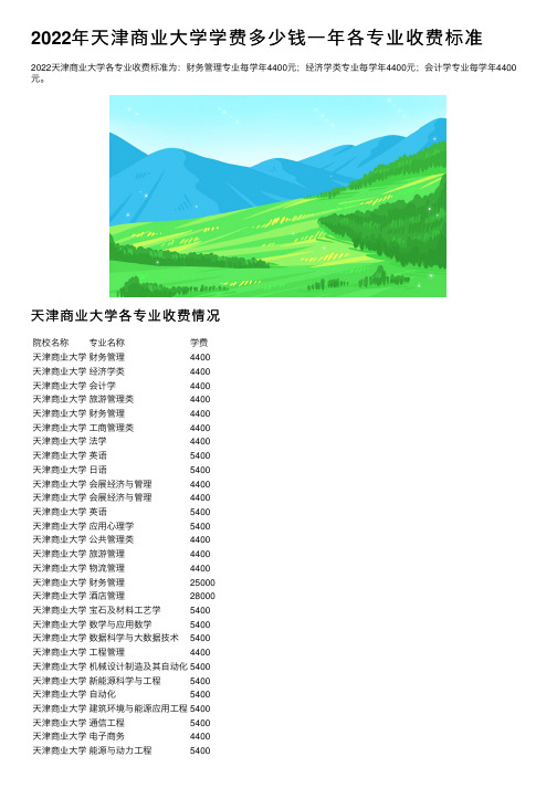 2022年天津商业大学学费多少钱一年各专业收费标准