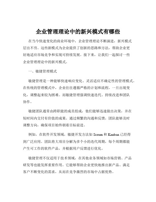 企业管理理论中的新兴模式有哪些