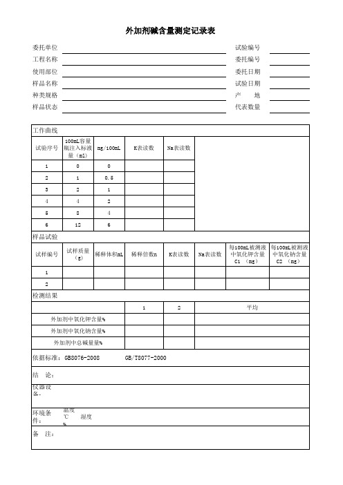 碱含量测定记录表