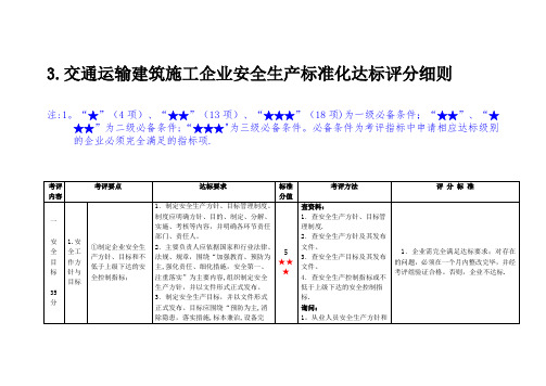 交通运输建筑施工企业安全生产标准化达标评分细则