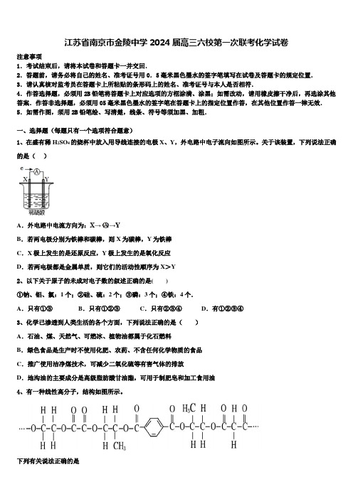 江苏省南京市金陵中学2024届高三六校第一次联考化学试卷含解析