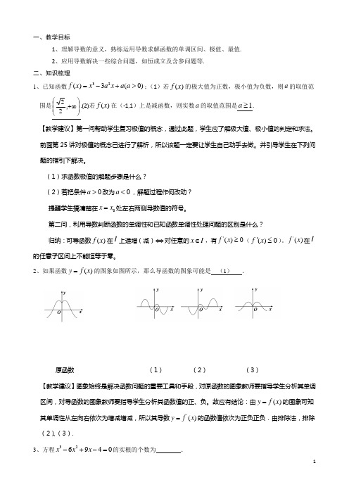 高考数学一轮复习教案第21课导数在研究函数中的应用(2)