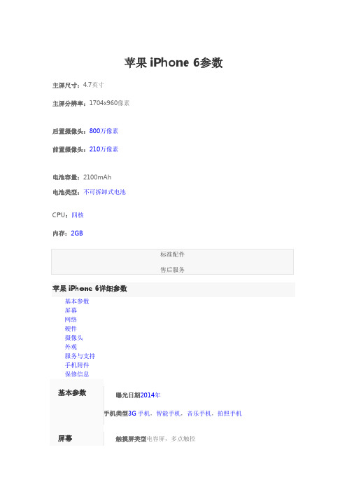 苹果iPhone 6参数