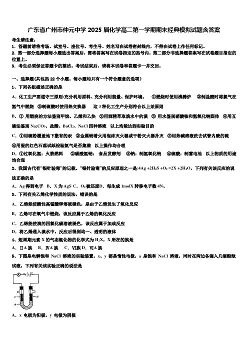 广东省广州市仲元中学2025届化学高二第一学期期末经典模拟试题含答案