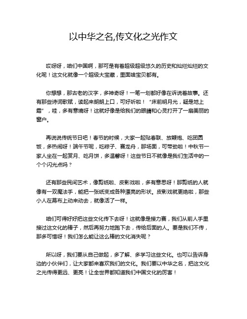 以中华之名,传文化之光作文