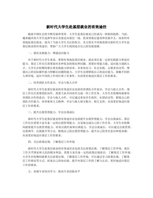 新时代大学生赴基层就业的有效途径